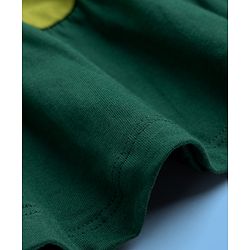 Pine Kids 100% Cotton Knit Frock with Sleeveless and Flowers Embroidery in Olive Green