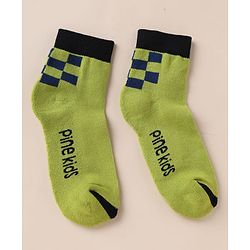 Pine Kids Cotton Blend Knit Ankle Length Socks With Text Design Pack of 3 - White Blue Green