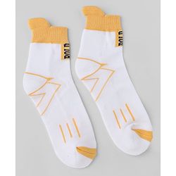 Pine Kids Cotton Knit Ankle Length Socks With Geometric Print Pack of 3 - Navy Blue & Yellow