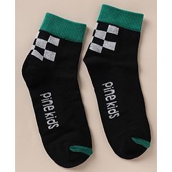 Pine Kids Cotton Knit Ankle Length Socks With Text Design Pack of 3 in Red Black Grey