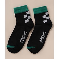 Pine Kids Cotton Knit Ankle Length Socks With Text Design Pack of 3 in Red Black Grey