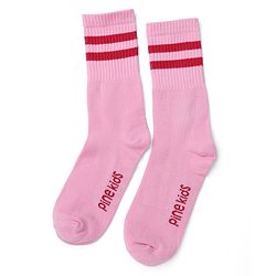 Pine Kids Cotton Knit Mid Calf length Striped Socks Pack of 5 - White Pink Blue Green & Plum