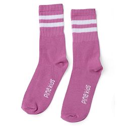 Pine Kids Cotton Knit Mid Calf length Striped Socks Pack of 5 - White Pink Blue Green & Plum