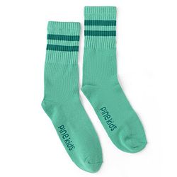 Pine Kids Cotton Knit Mid Calf length Striped Socks Pack of 5 - White Pink Blue Green & Plum