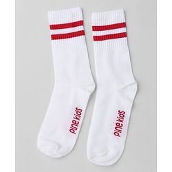 Pine Kids Cotton Knit Mid Calf length Striped Socks Pack of 5 - White Pink Blue Green & Plum
