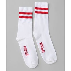 Pine Kids Cotton Knit Mid Calf length Striped Socks Pack of 5 - White Pink Blue Green & Plum