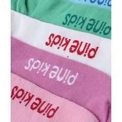 Pine Kids Cotton Knit Mid Calf length Striped Socks Pack of 5 - White Pink Blue Green & Plum