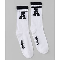 Pine Kids Cotton Knit Mid Calf Length Socks With Pine Kids Text Design Pack Of 5 - Black Blue Pink Green & Red