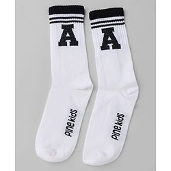 Pine Kids Cotton Knit Mid Calf Length Socks With Pine Kids Text Design Pack Of 5 - Black Blue Pink Green & Red