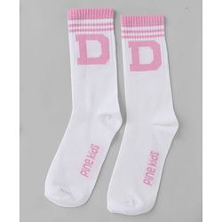 Pine Kids Cotton Knit Mid Calf Length Socks With Pine Kids Text Design Pack Of 5 - Black Blue Pink Green & Red