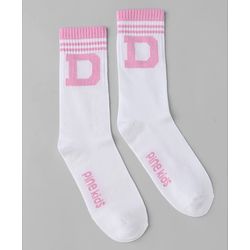 Pine Kids Cotton Knit Mid Calf Length Socks With Pine Kids Text Design Pack Of 5 - Black Blue Pink Green & Red