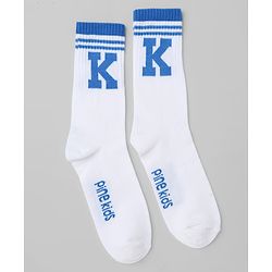 Pine Kids Cotton Knit Mid Calf Length Socks With Pine Kids Text Design Pack Of 5 - Black Blue Pink Green & Red