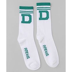Pine Kids Cotton Knit Mid Calf Length Socks With Pine Kids Text Design Pack Of 5 - Black Blue Pink Green & Red