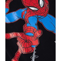 Pine Kids Marvel Single Jersey Knit T-Shirt with Full Sleeves and Spider Man Print - Black