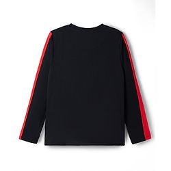 Pine Kids Marvel Single Jersey Knit T-Shirt with Full Sleeves and Spider Man Print - Black