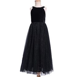 Pine Kids Mesh Woven Sleeveless Party Dress With Glitter Print - Black