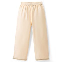 Pine Kids Woven Full Sleeves Indo Western Set With Floral Embroidery & Print - Beige