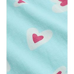 Pine Kids 100% Cotton Single Jersery 180 Gsm Knit Half Sleeves Nighty With Heart Print & Bio Finish - Blue