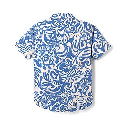 Pine Kids 100% Cotton Woven Half Sleeves Shirt and Denim Shorts with Floral and Sun Print - Blue