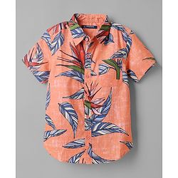 Pine Kids 100% Cotton Woven Half Sleeves Shirt and Shorts with Knee Length and Leaves Print in Orange