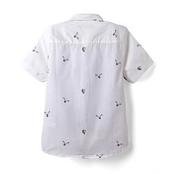 Pine Kids 100% Cotton Woven Half Sleeves Shirt and Shorts with Knee Length and Skull Print in Offwhite for 4-5 Years