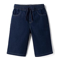 Pine Kids 100% Cotton Woven Half Sleeves Shirt and Denim Shorts with Abstract Print - Dark Blue