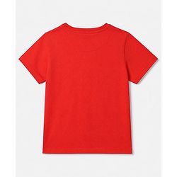 Pine Kids 100% Cotton Single Jersey Knit Half Sleeves T-Shirt and Shorts Set With Text Print - Red