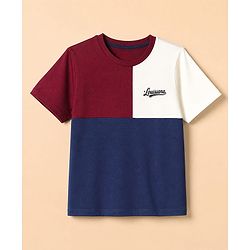 Pine Kids 100% Cotton Single Jersey Knit Half Sleeves T-Shirt and Jogger with Full Length and Louisiana Print in Navy Blue