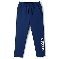 Pine Kids Disney Knit Full Sleeves T-Shirt & Pyjama Night Suit With Stitch Graphic - Navy Blue