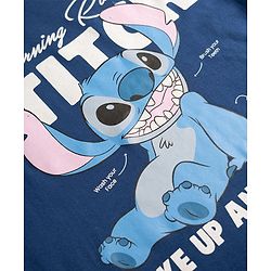 Pine Kids Disney Knit Full Sleeves T-Shirt & Pyjama Night Suit With Stitch Graphic - Navy Blue