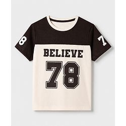 Pine Kids 100% Cotton Single Jersey Knit Half Sleeves T-Shirt and Shorts Set Text Print - Cream
