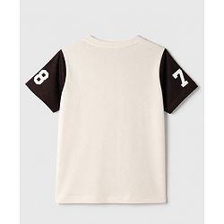 Pine Kids 100% Cotton Single Jersey Knit Half Sleeves T-Shirt and Shorts Set Text Print - Cream