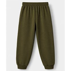 Pine Kids 100% Cotton Single Jersey Knit Half Sleeves T-Shirt and Jogger with Full Length and Leaf Print in Beige