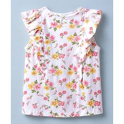 Pine Kids Single Jersey Knit Sleeveless Floral Printed Top & Pant Set - Pink