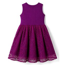 Pine Kids Mesh Woven Party Dress With Floral Embroidery in Purple