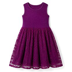 Pine Kids Mesh Woven Party Dress With Floral Embroidery in Purple