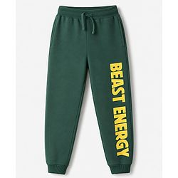 Pine Kids Looper Knit Half Sleeves T-shirt & Joggers Set With Text Print - Green