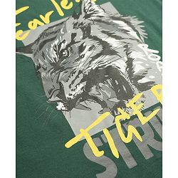 Pine Kids Looper Knit Half Sleeves T-shirt & Joggers Set With Text Print - Green