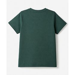 Pine Kids Looper Knit Half Sleeves T-shirt & Joggers Set With Text Print - Green