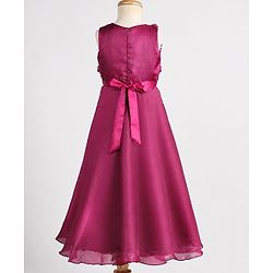 Pine Kids Organza Woven Sleeveless Party Dress With Floral Applique - Maroon