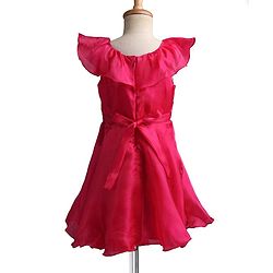 Pine Kids Organza Woven Solid Sleeveless Party Dress - Red