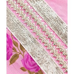 Pine Kids 100% Cotton Woven Three-Fourth Sleeves Kurti and Pant Set With Floral Print & Dupatta - Pink