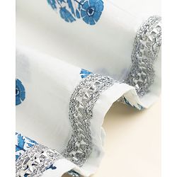 Pine Kids 100% Cotton Woven Three Fourth Sleeves Kurti and Sharara Set with Dupatta and Flower Print in White