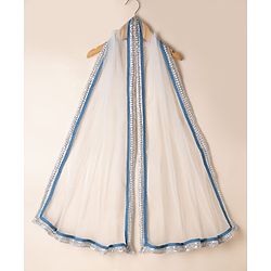 Pine Kids 100% Cotton Woven Three Fourth Sleeves Kurti and Sharara Set with Dupatta and Flower Print in White
