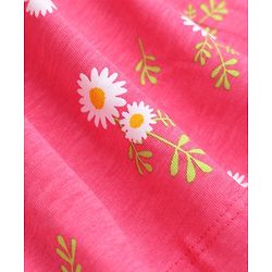 Pine Kids 100% Cotton Knit Full Sleeves Frock with Daisy Print in Pink