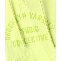 Pine Kids Cotton Knit Hoodie with Full Sleeves and Brooklyn Varsity Print in Lime in Green for 4-5 Years