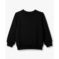 Pine Kids Cotton Knit Sweatshirt with Full Sleeves and Building and Bicycle Print in Black