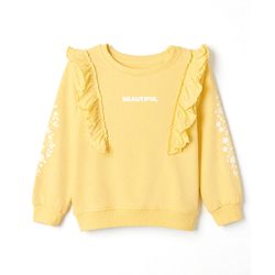 Pine Kids 100% Cotton Knit Sweatshirt with Full Sleeves, Beautiful Print in Yellow