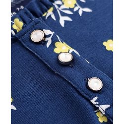 Pine Kids 100% Cotton Knit Full Sleeves Frock with Floral Print in Navy Blue