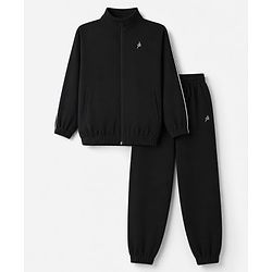 Pine Active Woven Ultra Light Woven Full Sleeves Tracksuit - Black